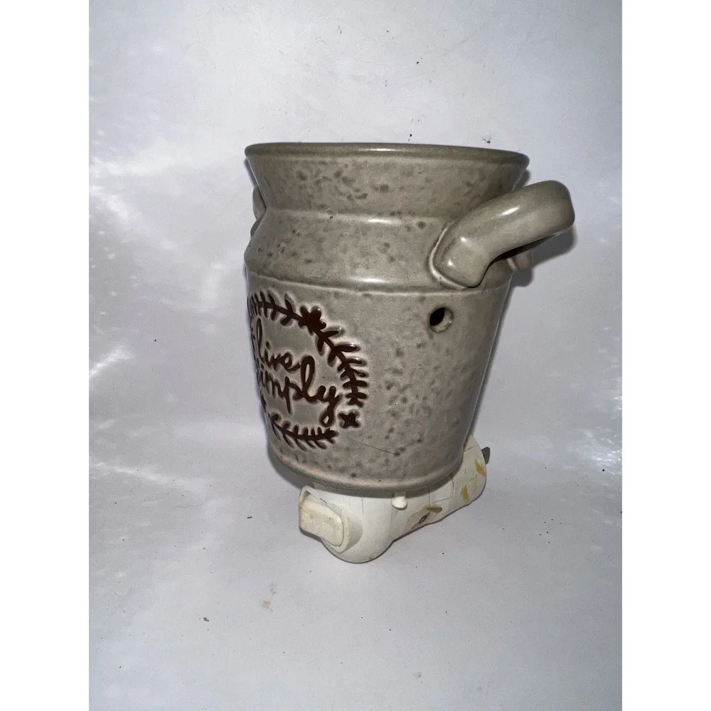 Scentsy Live Simply Mini Warmer Plug In Farmhouse Ceramic Wax Melt Warmer Gray
